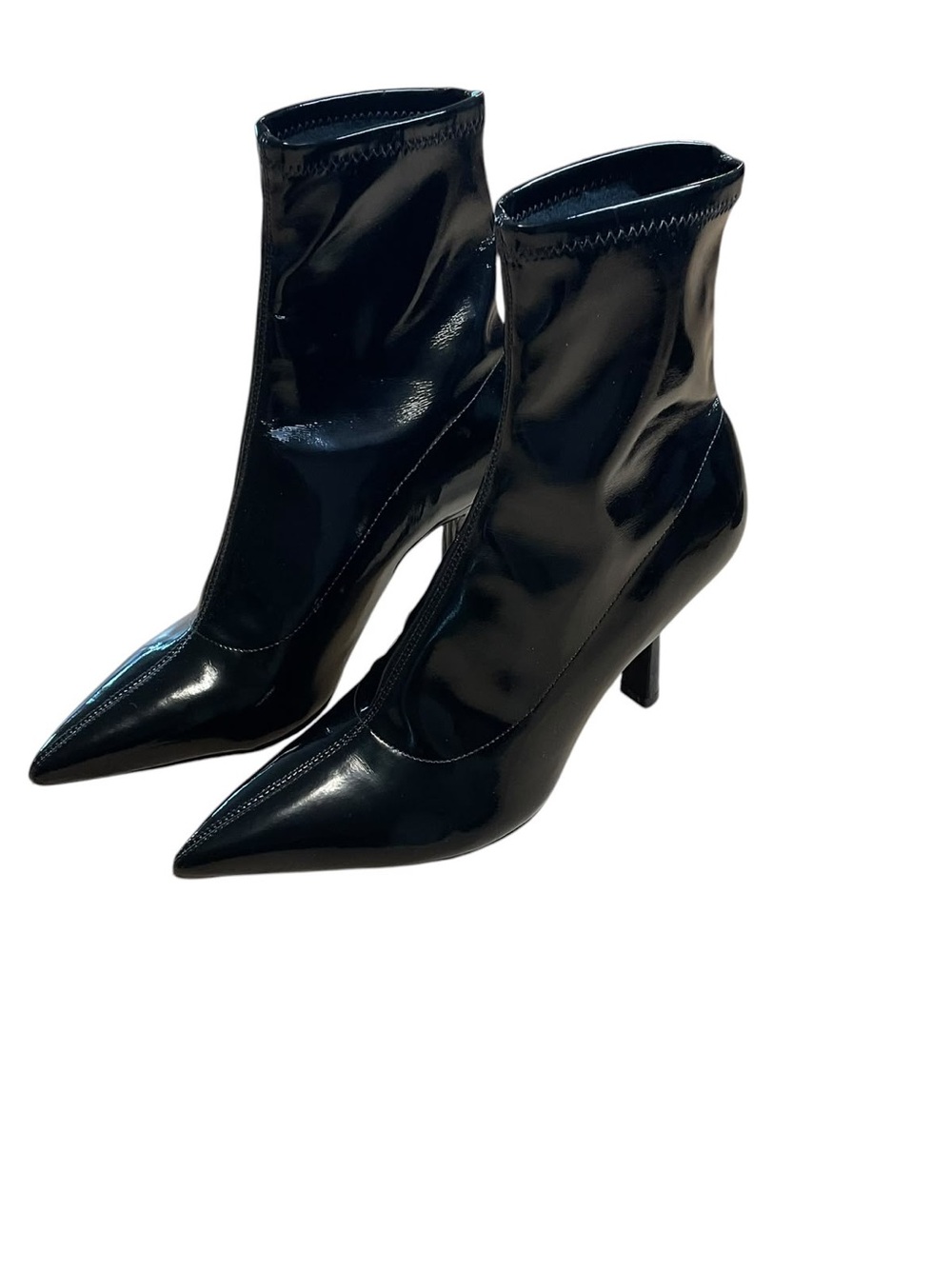 SCHUTZ Black Patent Pointed Sock Boots